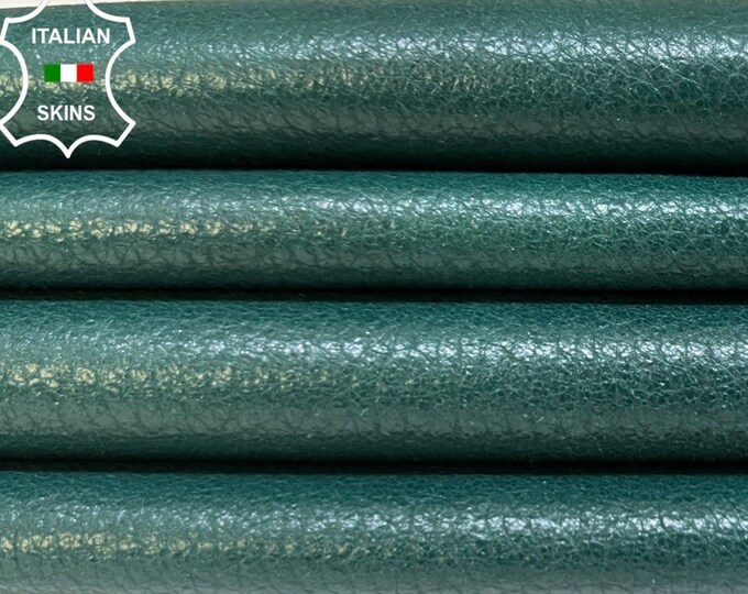 TEAL GREEN PEBBLE Grainy Shiny Rough Soft Italian Goatskin Goat leather pack 2 hides skins total 10sqf 0.9mm #B5847