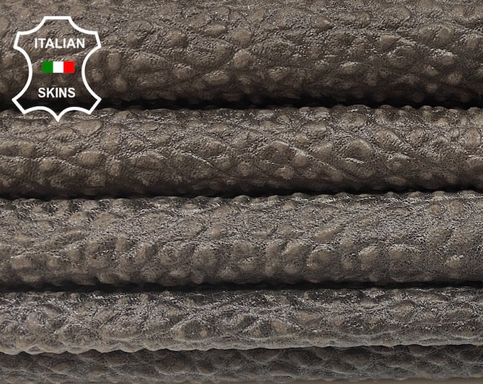 DARK BROWN BUBBLY Grainy Antiqued Vintage Look Thick Soft Italian Goatskin Goat Leather hides pack 2 skins total 14sqf 1.0mm #B1055