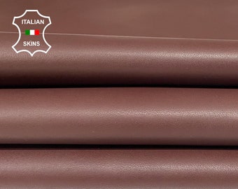 REDDISH BROWN BURGUNDY soft Italian Lambskin Lamb sheep leather hides pack 2 skins total 12sqf 0.9mm #A9480