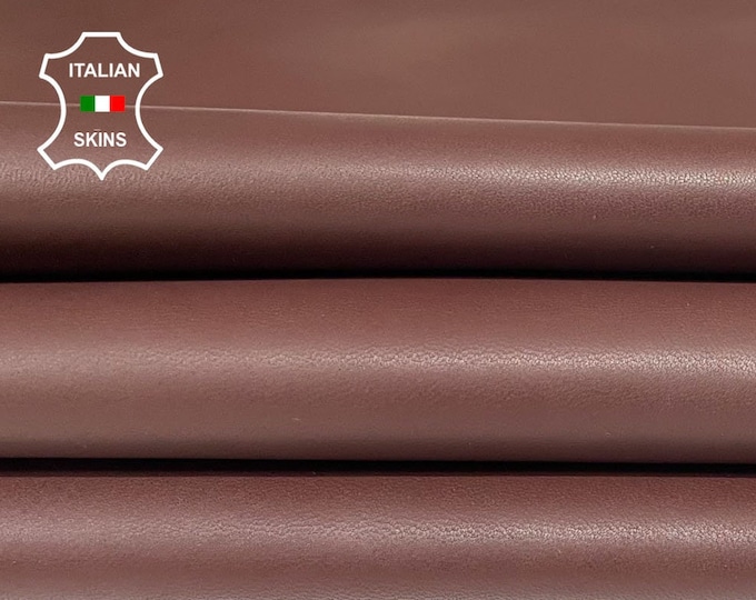 REDDISH BROWN BURGUNDY soft Italian Lambskin Lamb sheep leather hides pack 2 skins total 12sqf 0.9mm #A9480
