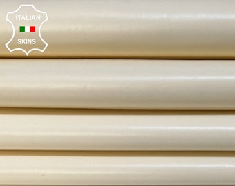 CREAM IVORY Shiny Italian STRETCH Lambskin Lamb Sheep Leather pack 2 hides skins total 10sqf 0.9mm #B3751