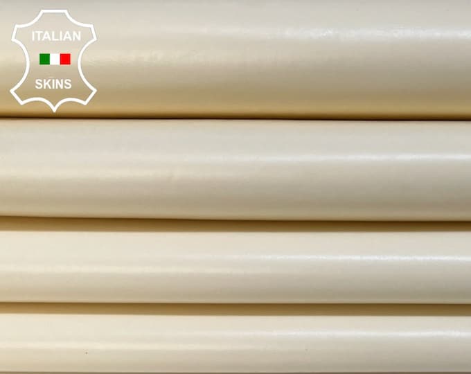 CREAM IVORY Shiny Italian STRETCH Lambskin Lamb Sheep Leather pack 2 hides skins total 10sqf 0.9mm #B3751