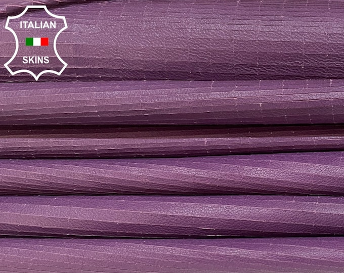 PURPLE LINES ENGRAVED Print Vintage Look Thin Soft Italian Lambskin Lamb Sheep Leather hides pack 7 skins total 38sqf 0.6mm #B2191