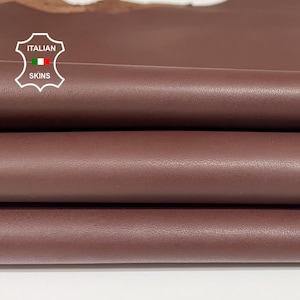 REDDISH BROWN BURGUNDY soft Italian Lambskin Lamb sheep leather hides pack 2 skins total 12sqf 0.9mm #A9480