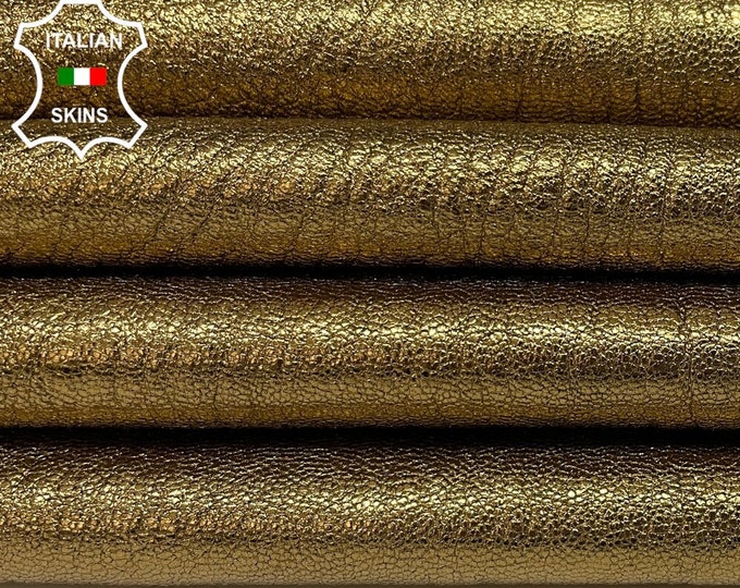 METALLIC BRONZE BRASS Rough Thick Italian Goatskin Goat Leather hides pack 2 skins total 9+sqf 1.4mm #B1802