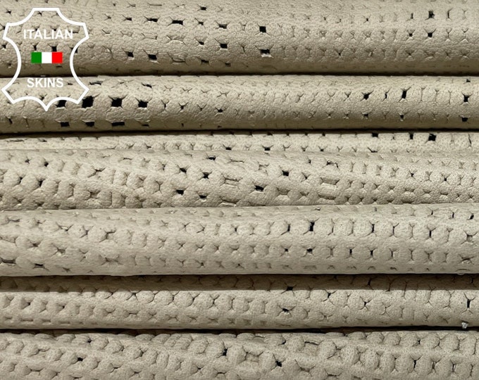BONES PERFORATED TEXTURED Print Thin Soft Italian Lambskin Lamb Sheep Leather hides pack 2 skins total 12sqf 0.4mm #B2115
