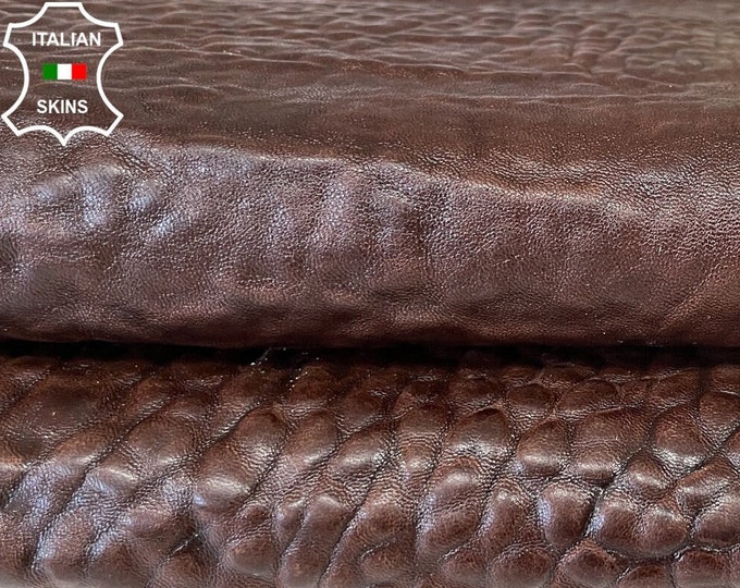 CHESTNUT BROWN BUBBLY coated grainy vegetable tan thick Italian Lambskin Lamb sheep leather skin skins 4sqf 1.8mm #A7925