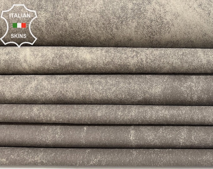 TAUPE GRAY STRETCH Distressed Vintage Look Soft Italian Lambskin Lamb Sheep Leather pack 4 hides skins total 24sqf 0.7mm #B6965