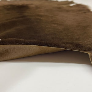 BROWN ON OLIVE sheepskin shearling hairy sheep Italian leather skin 18"x29" #B626 zdjęcie 7