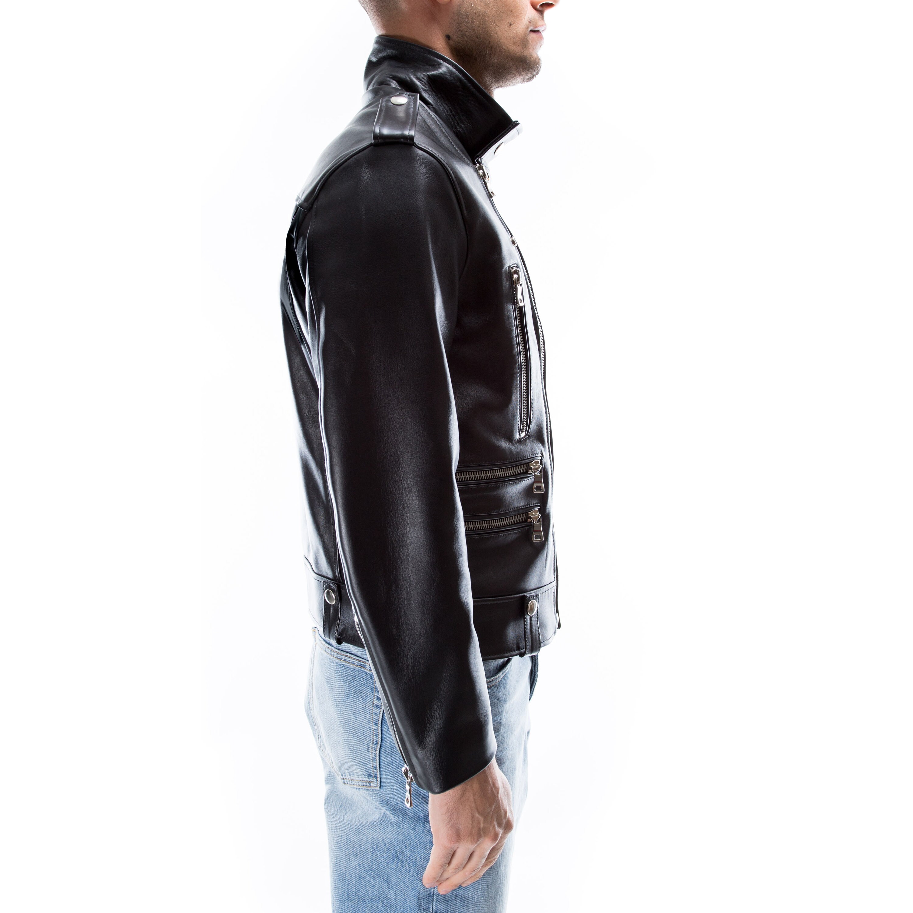 99percenthandmade Men's Slim Fit Biker Jacket