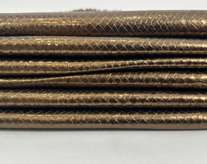 METALLIC BRONZE SNAKE Print On Soft Italian Lambskin Sheep Lamb leather pack 2 hides skins total 10sqf 0.7mm #C5764