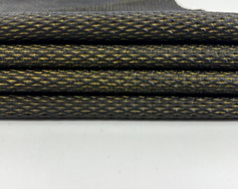 BLACK NET TEXTURED Perforated On Yellow Backside Soft Italian Lambskin Sheep Lamb leather hide hides skin skins 5sqf 0.7mm #C5144