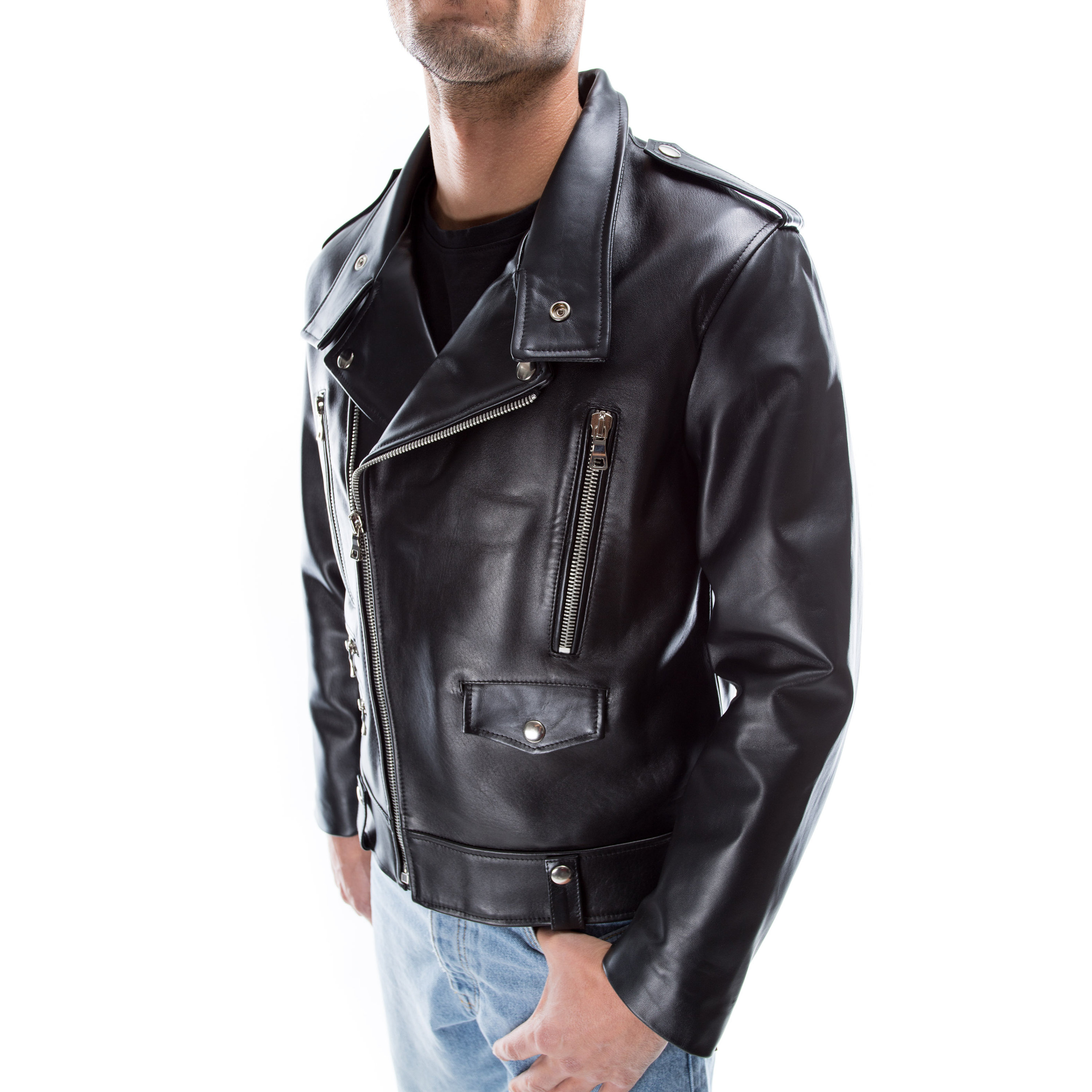 99percenthandmade Men's Slim Fit Biker Jacket