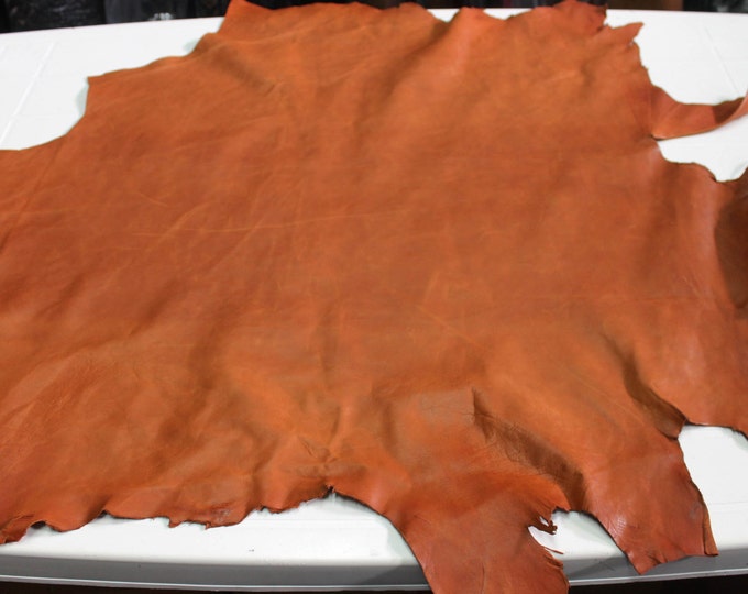 Italian Goatskin leather 12 skins hides  vintage vegetable tanned BRANDY COGNAC TAN  80-90sqf