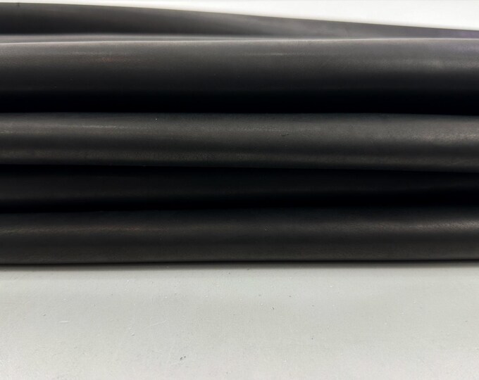 CHARCOAL BLACK Italian Calfskin Calf Cow Baby Buff leather pack 2 hides skins total 16sqf 0.9mm #C5053