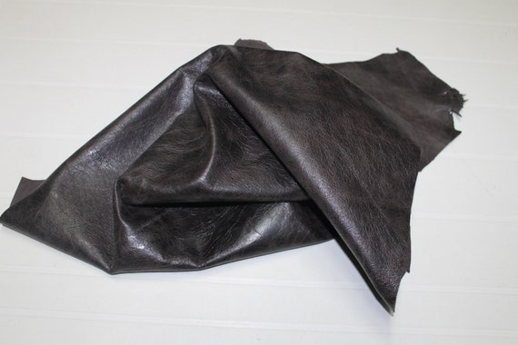 1 oz Italian Top quality Lambskin leather hide Antique Black Thin 6 Sq.Ft