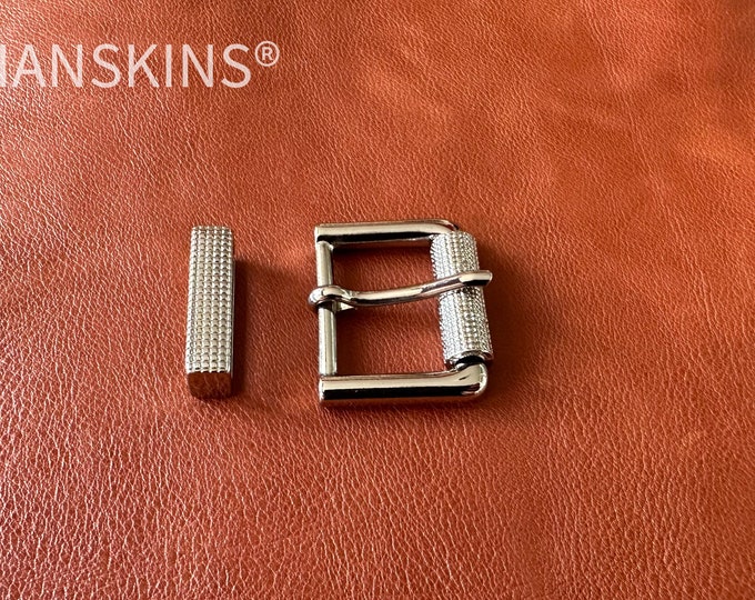 BUCKLE WITH ROLLER 25mm Silver  - Free shipping only with leather skins orders