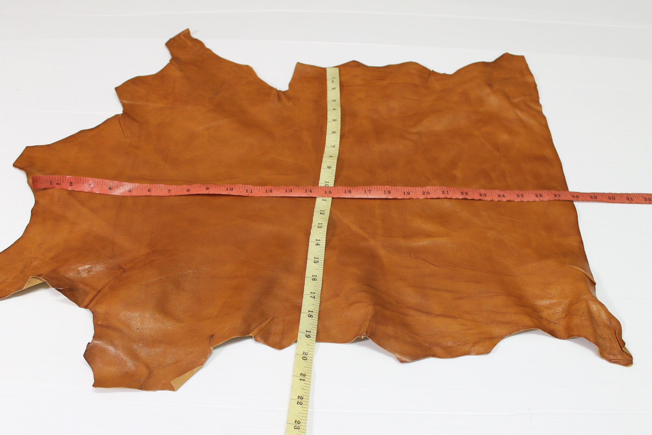 LIGHT BROWN DISTRESSED vegetable tan Italian genuine Goatskin Goat