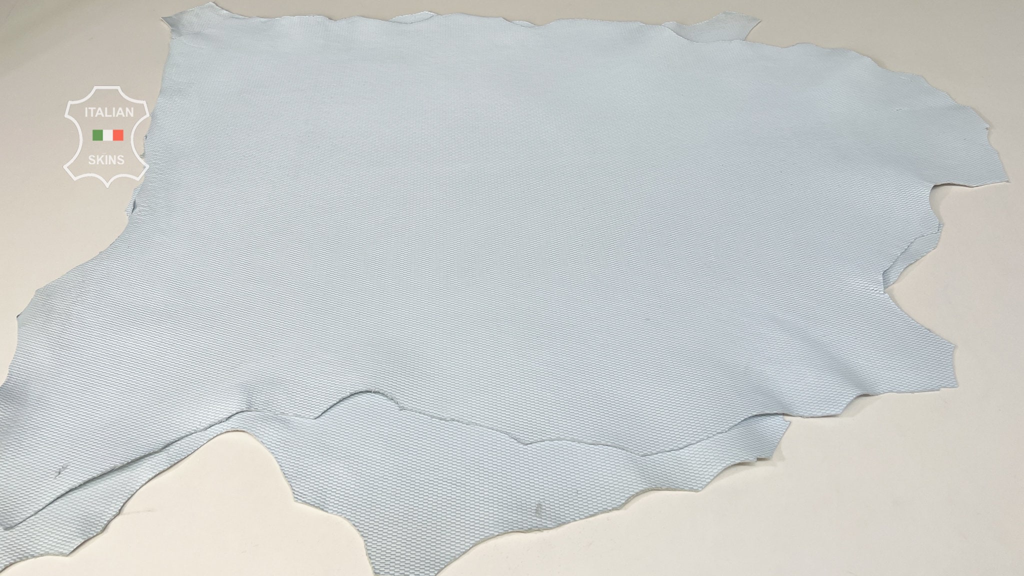 LIGHT POWDER BLUE Textured Perforated Thick Italian Lambskin Lamb