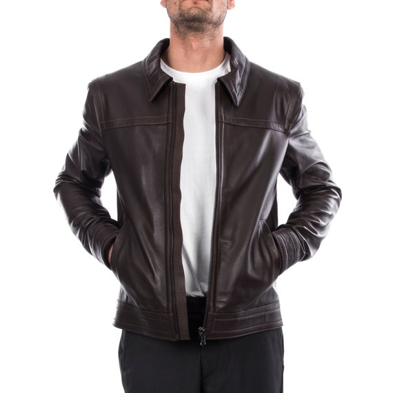 Italian Handmade Men Genuine Lambskin Leather Jacket Casual - Etsy