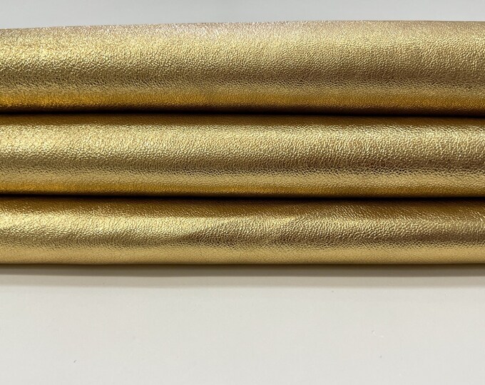 METALLIC GOLD ROUGH Thick Italian Goatskin Goat leather hide hides skin skins 7sqf 1.8mm #C111