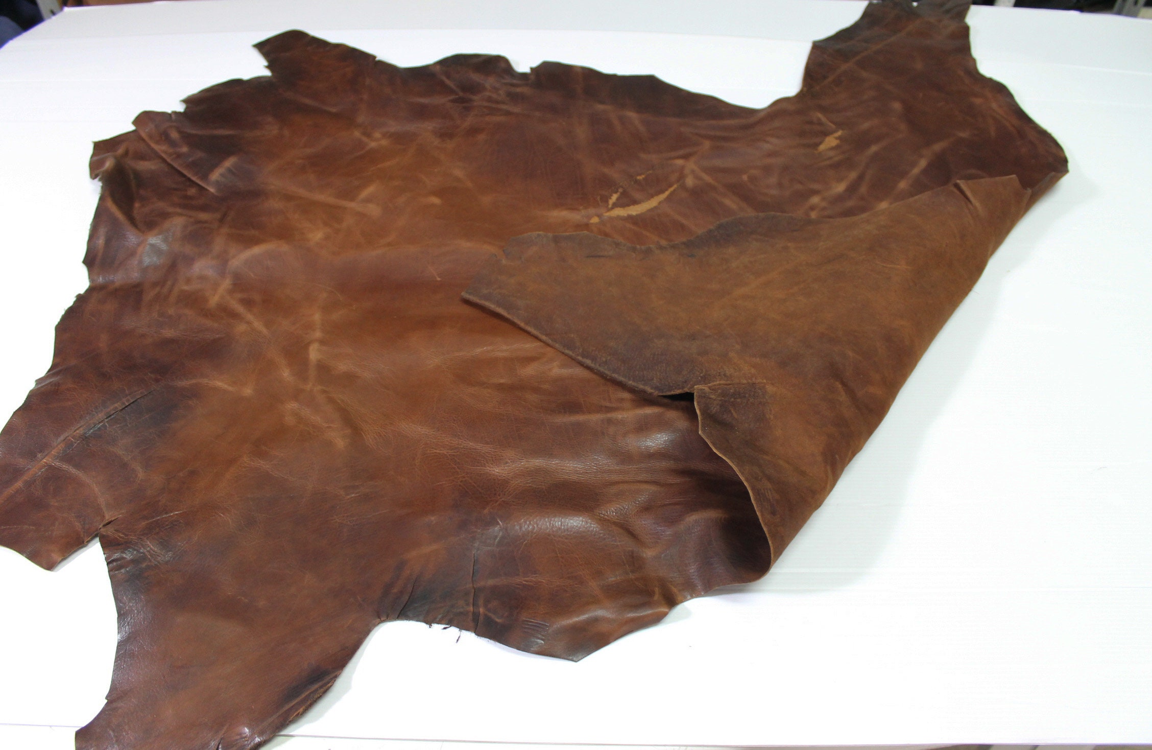 ANTIQUED BROWN natural vintage look vegetable tan Thick Italian genuine