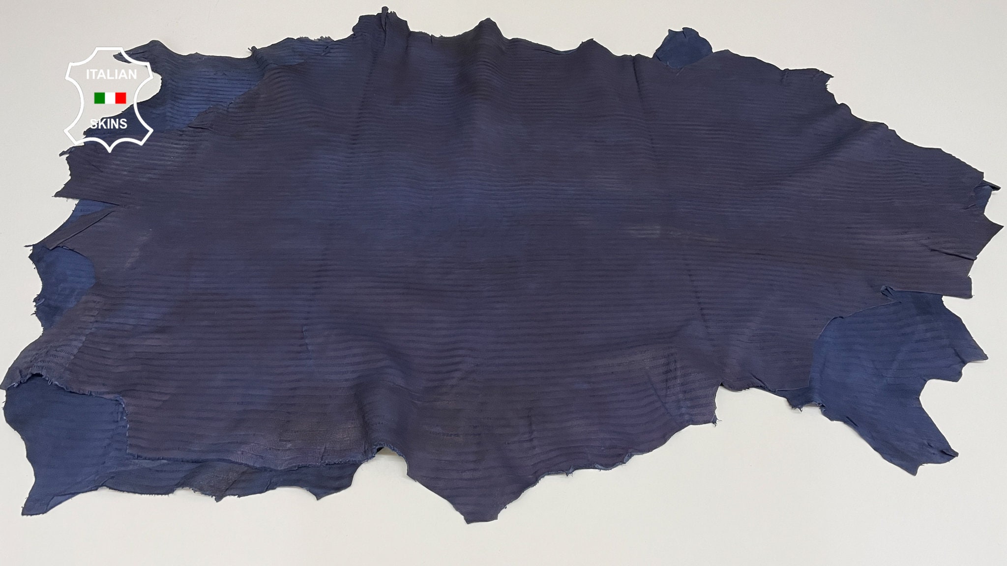 NATURAL BLUE BLACK Textured Print On Soft Italian Lambskin Lamb 