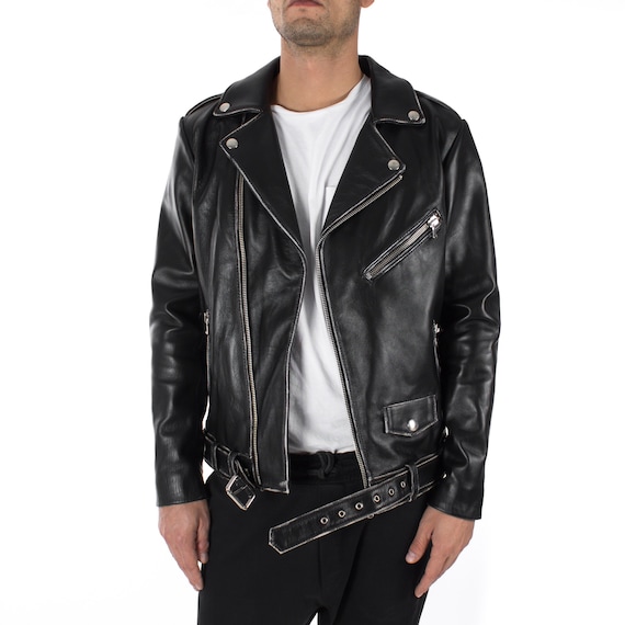 Italian handmade Men genuine lambskin leather jacket alligator