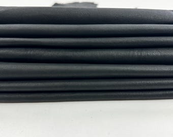 WASHED BLACK VEGETABLE Tan Thin Soft Italian Lambskin Sheep Lamb leather pack 2 hides skins total 10sqf 0.6mm #C5133