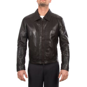 Italian handmade Men soft lambskin genuine leather jacket color Dark brown S to XL