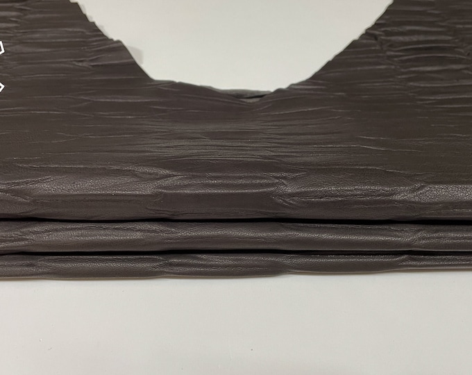 NATURAL DARK BROWN Textured Soft Italian Lambskin Lamb Sheep Leather hides hide skin skins 5sqf 0.8mm #B1109