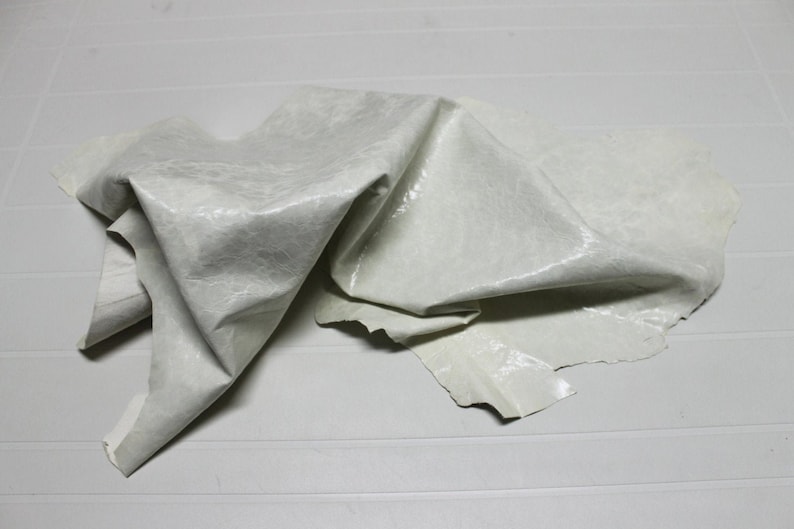 Italian Lambskin leather hides skins hide skin crinkle patent butter cream DISTRESSED LIGHT GREY 5sqf #8008