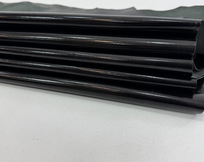 Delivered Duty paid - PATENT VERY DARK Olive Shiny Strong Italian Goat leather pack 5 skins total 10+sqf 0.8mm #Z49