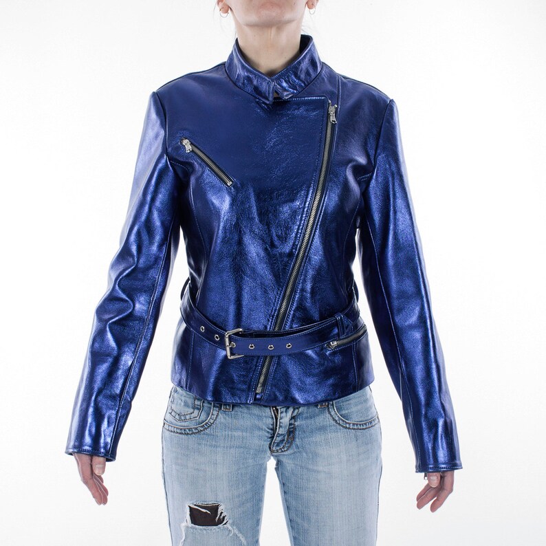 Womens Lambskin Handmade Classical Real Leather Biker Vest main image 1
