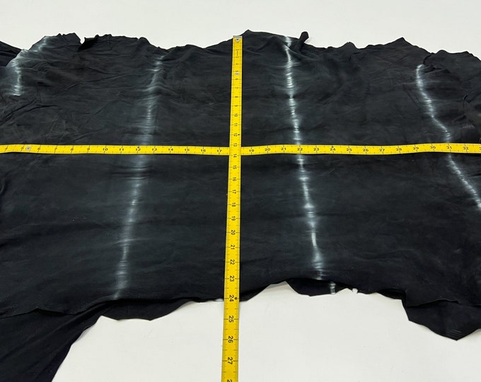 BLACK SUEDE TIE Dye Soft Italian Lambskin Lamb Sheep Leather pack 5 hides skins total 25sqf 0.7mm #C206