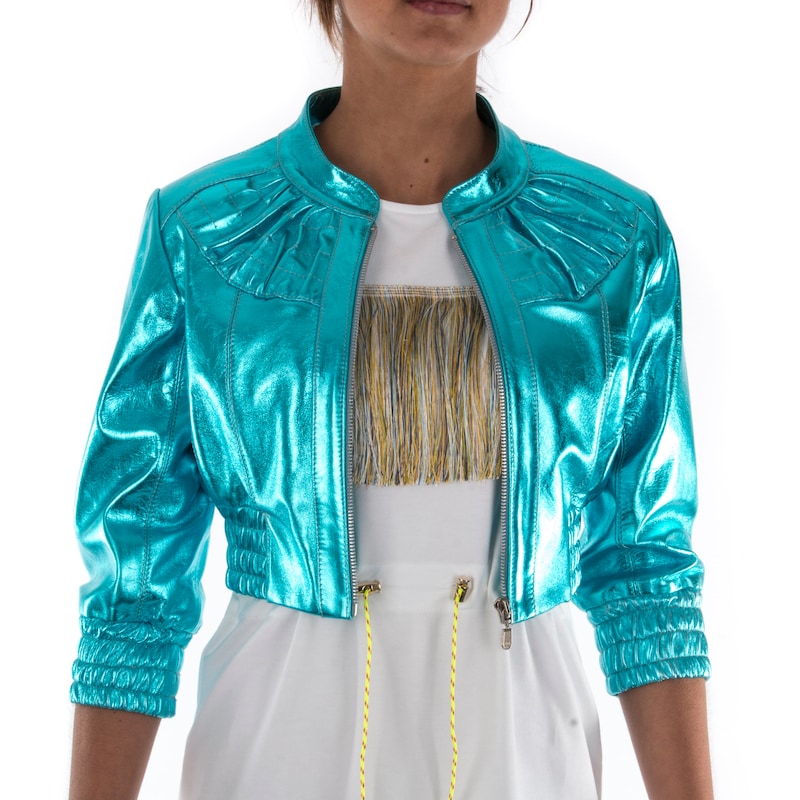 Metallic bomber jacket