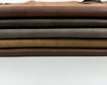 BROWN 5 SHADES VEGETABLE Tan Soft Italian Lambskin Sheep Lamb leather pack 5 hides skins total 20+sqf 0.8mm #C5046
