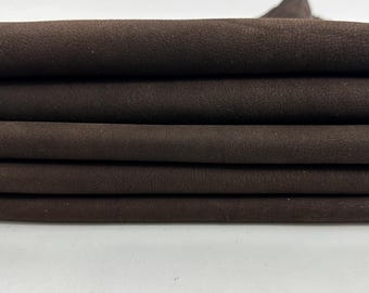 NUBUCK BROWN ROUGH Thick Italian Calfskin Calf Cow leather hide hides skin skins 17+sqf 1.9mm #C5070