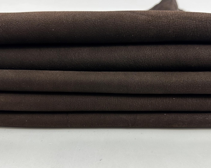 NUBUCK BROWN ROUGH Thick Italian Calfskin Calf Cow leather hide hides skin skins 17+sqf 1.9mm #C5070