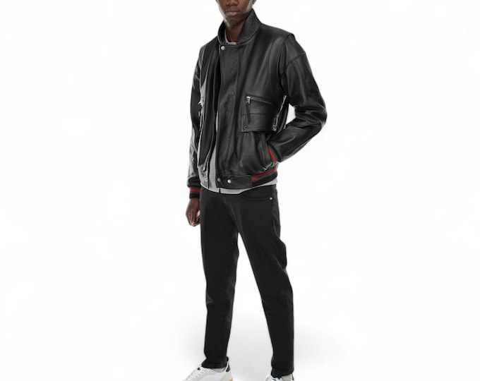 Italian Handmade Men Genuine Premium Black Lamb Leather Bomber Jacket S TO 3XL
