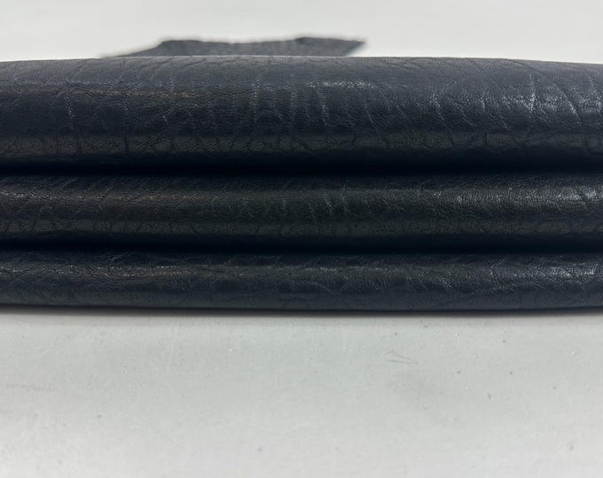 BLACK GRAINY Vegetable Tan Thick Soft Italian Lambskin Sheep Lamb leather hide hides skin skins 4+sqf 1.1mm #C5688