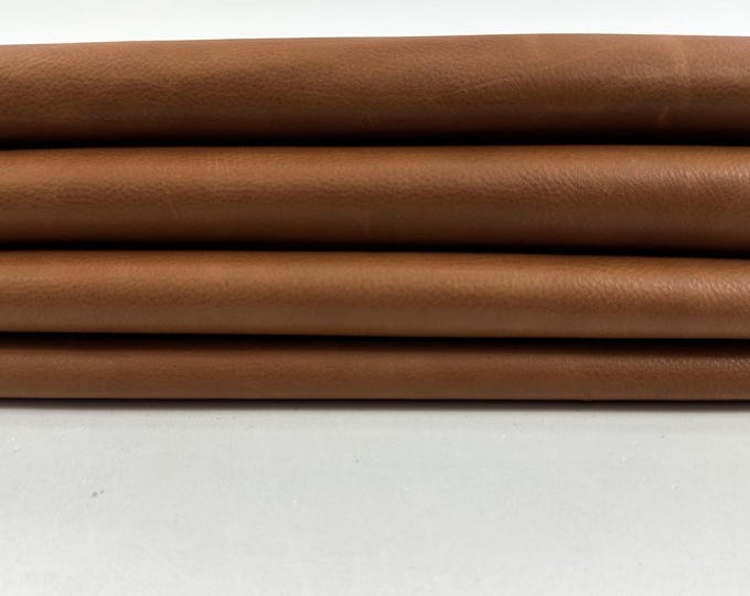 NATURAL LIGHT BROWN Soft Italian Calfskin Calf Cow Baby Buff leather hide hides skin skins 7+sqf 0.9mm #C5068