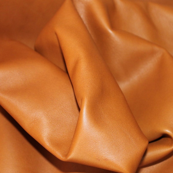 Italian lambskin leather 12 skins hides SADDLE TAN CUOIO 80-90sqf
