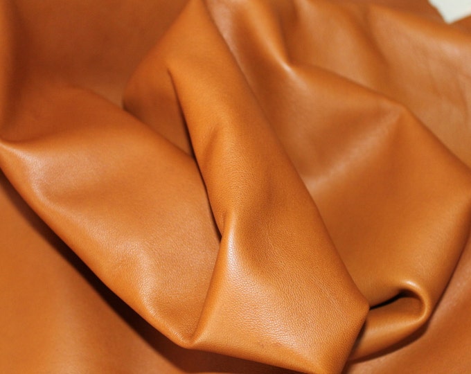 Italian lambskin leather 12 skins hides SADDLE TAN CUOIO 80-90sqf