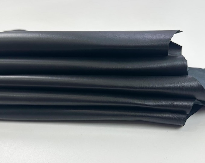 JET BLACK Italian Genuine Lambskin Lamb sheep Leather 2 skins hides total 12sqf 1.0mm #C3480