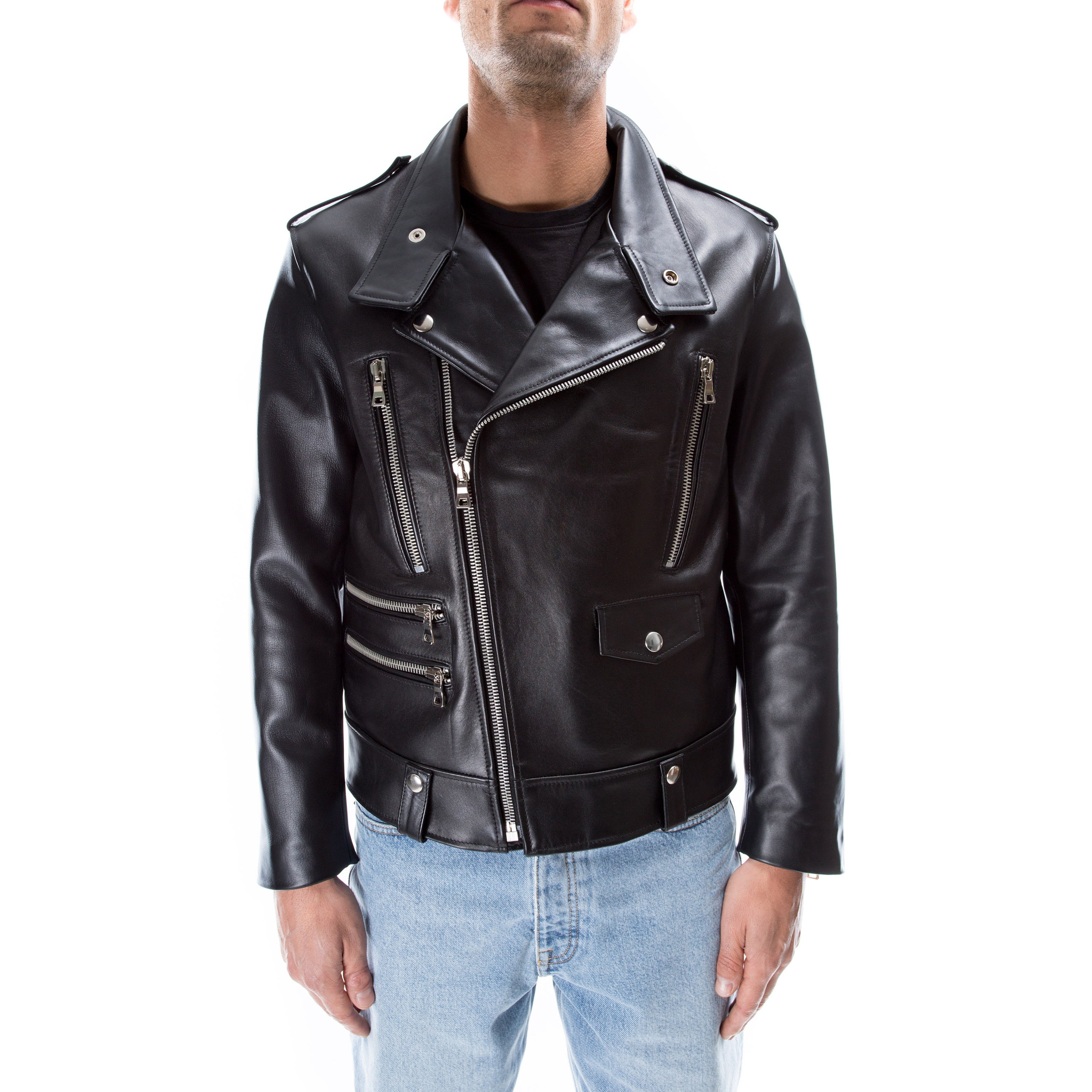 99percenthandmade Men's Slim Fit Biker Jacket