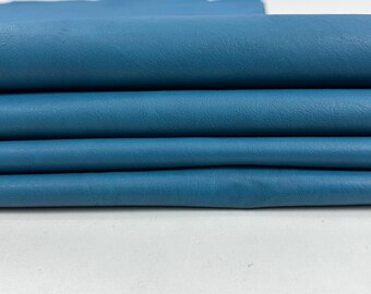 AZURE BLUE ROUGH Soft Italian Calfskin Calf Cow Buff leather hide hides skin skins 14sqf 1.0mm #C5002
