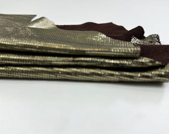 METALLIC PEWTER PRINTED Small Squares Soft Italian Lambskin Sheep Lamb leather hide hides skin skins 3sqf 0.7mm #C5012