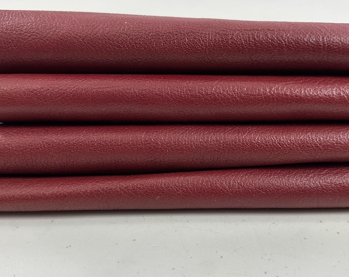 WINE RED Rough Thick Italian Goatskin Goat leather pack 2 hides skins total 6sqf 1.1mm #C5962