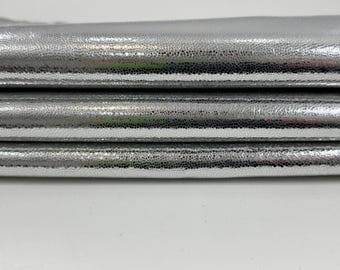 METALLIC SILVER REPTILE Print On Thick Strong Italian Goatskin Goat leather hide hides skin skins 7sqf 1.2mm #C3910